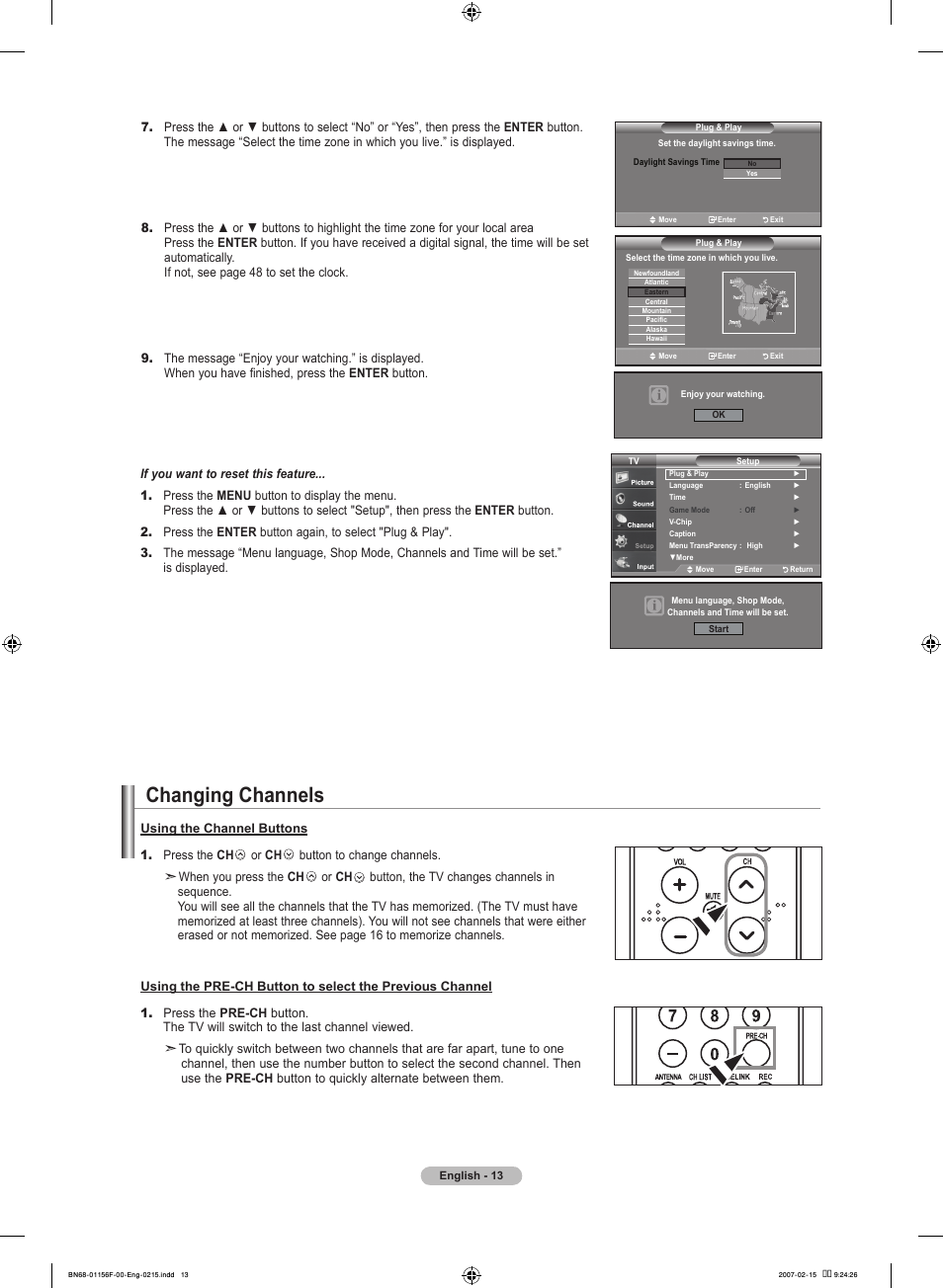 Changing channels | Samsung LNT4066FX-XAA User Manual | Page 15 / 178