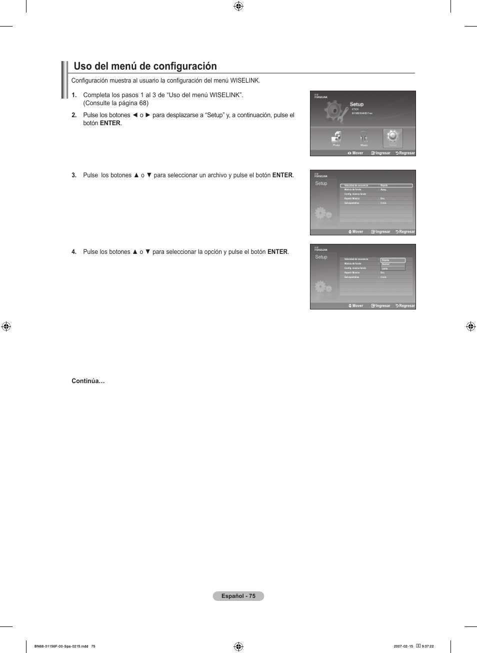 Uso del menú de configuración | Samsung LNT4066FX-XAA User Manual | Page 165 / 178