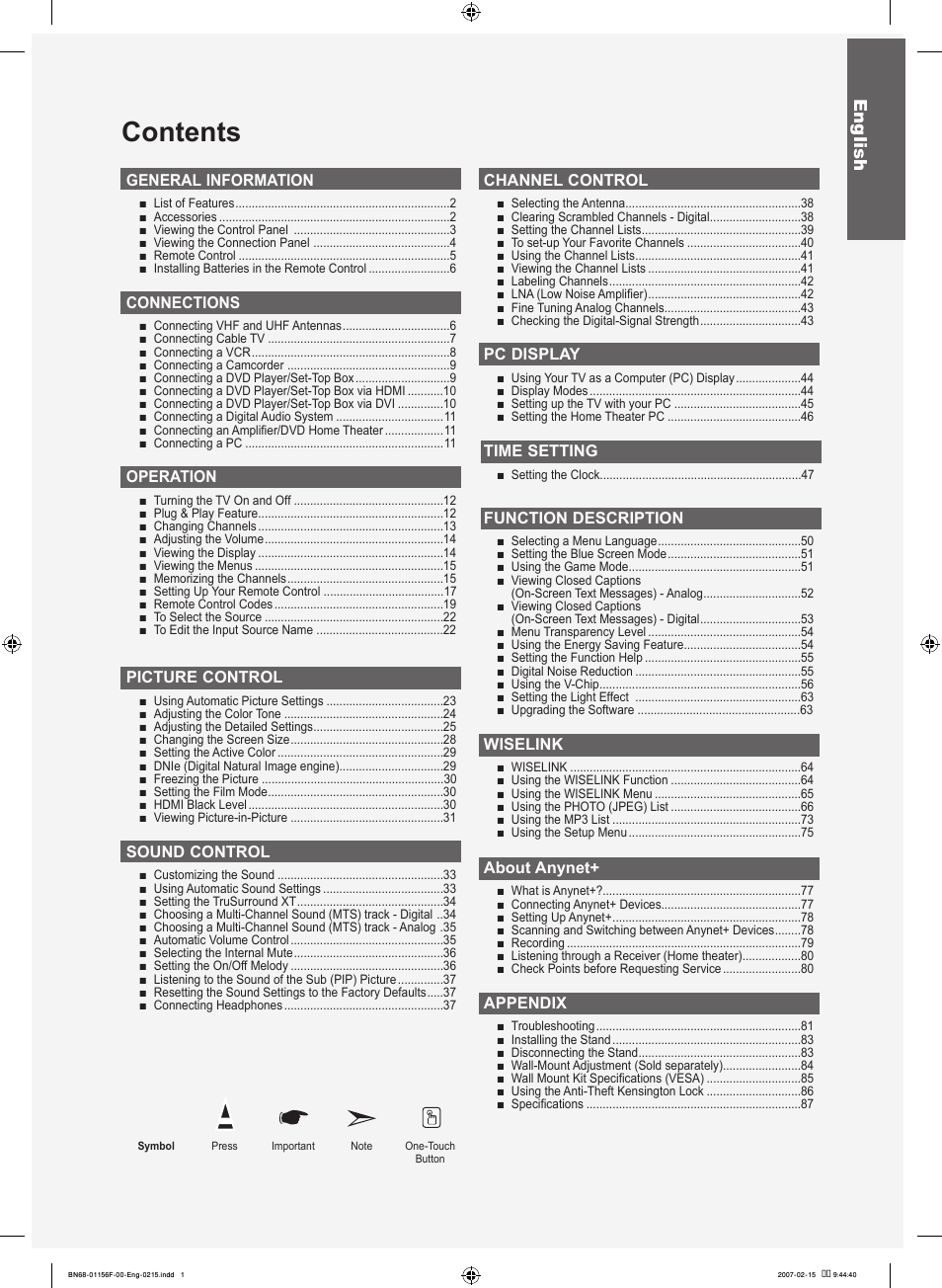 Samsung LNT4066FX-XAA User Manual | Page 3 / 178