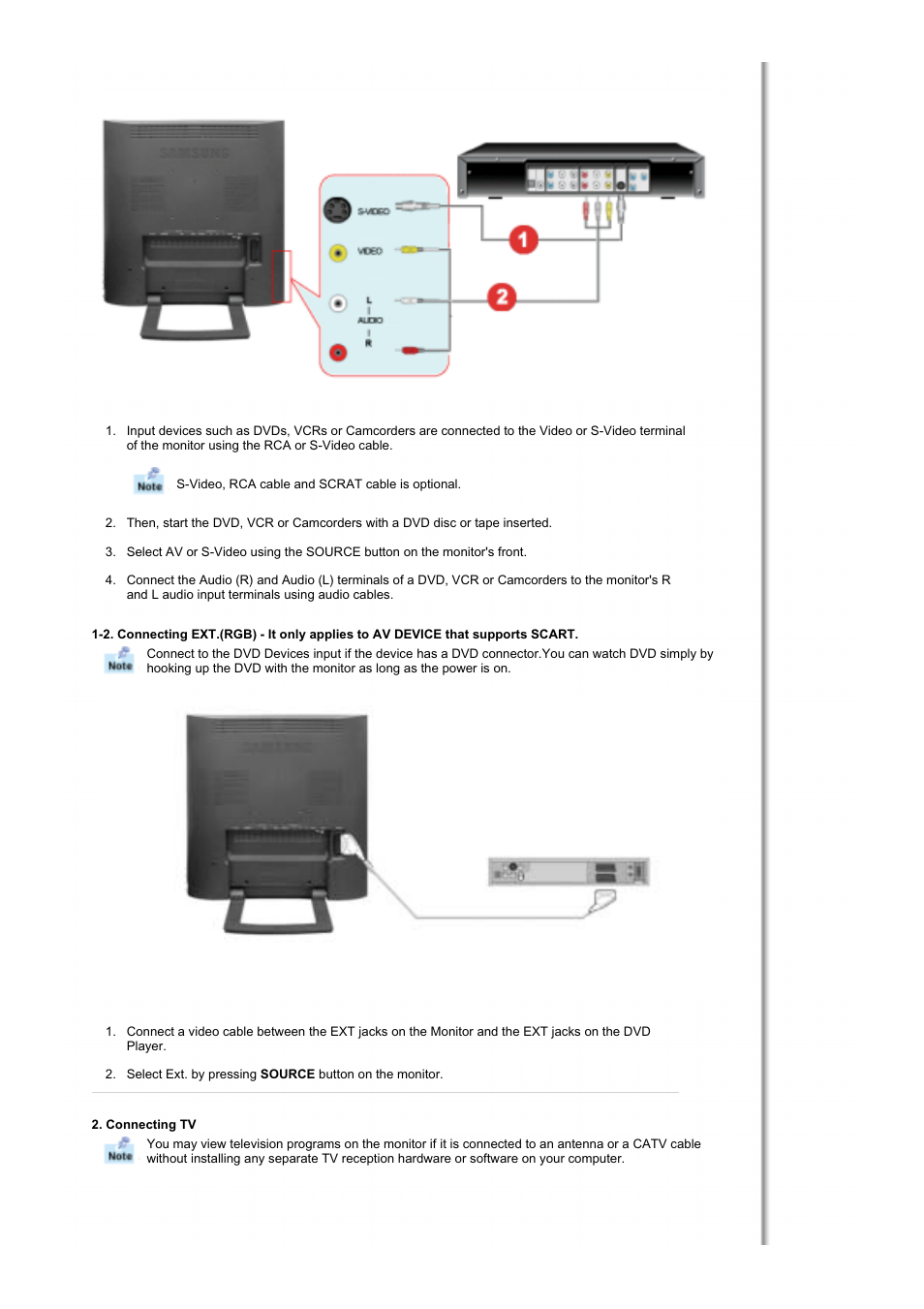 Connecting ext.(rgb), Connecting tv | Samsung RT19FSSS User Manual | Page 19 / 62