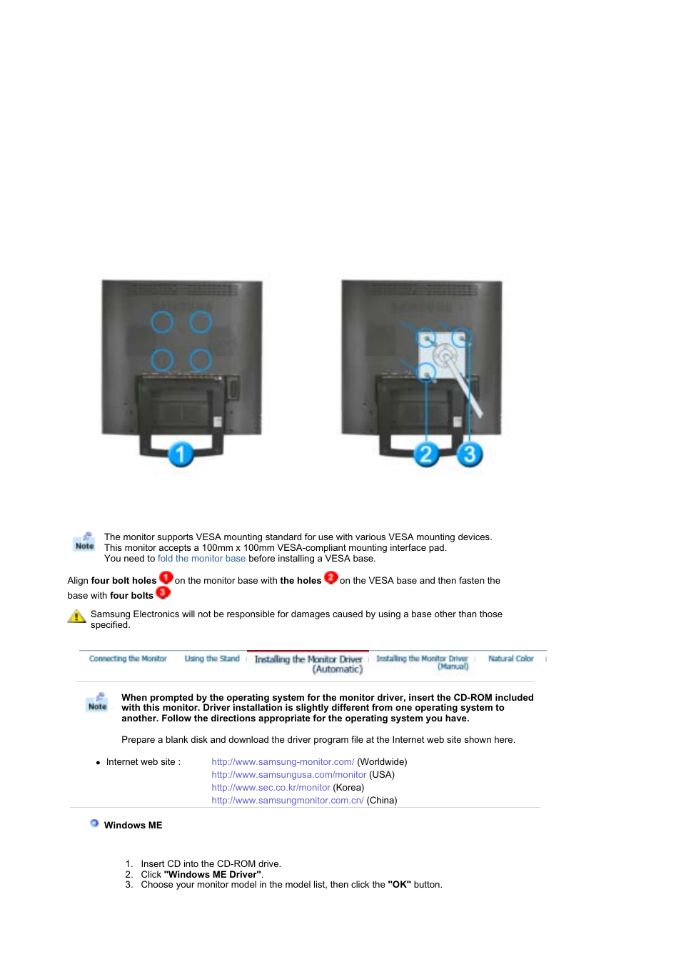 Installing the monitor driver | Samsung RT19FSSS User Manual | Page 23 / 62