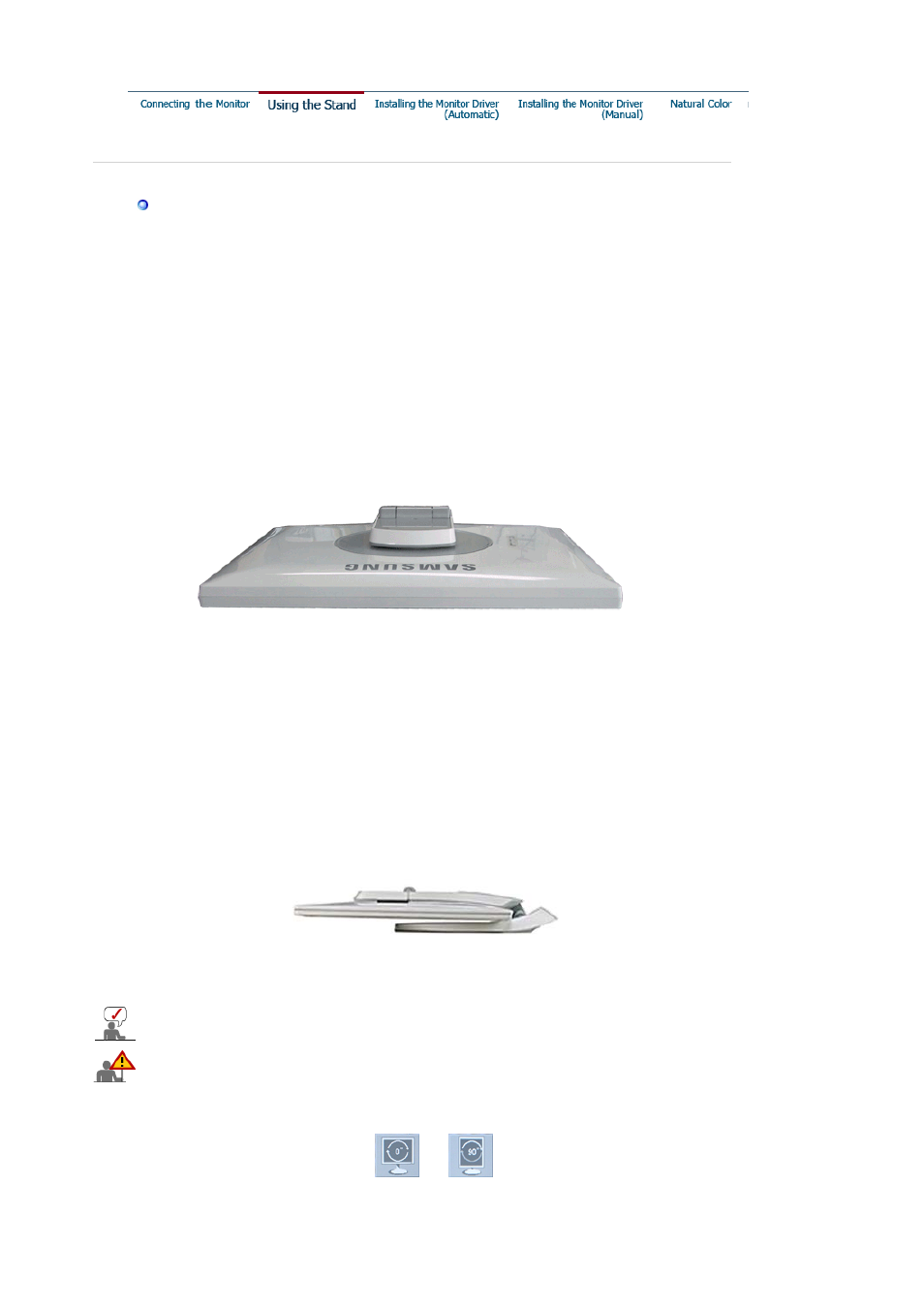 Using the stand, Installing the monitor driver (automatic) | Samsung LS19HJDQHV-XAA User Manual | Page 15 / 63