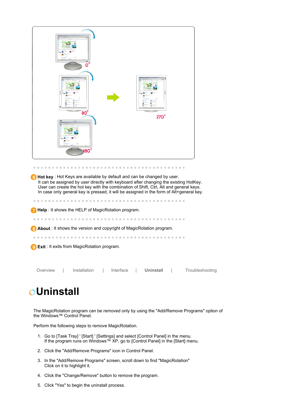 Uninstall | Samsung LS19HJDQHV-XAA User Manual | Page 45 / 63