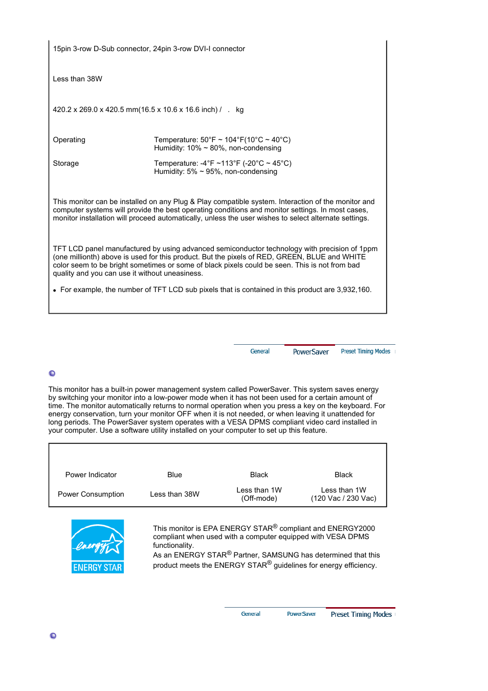 Preset timing modes | Samsung LS19HJDQHV-XAA User Manual | Page 55 / 63