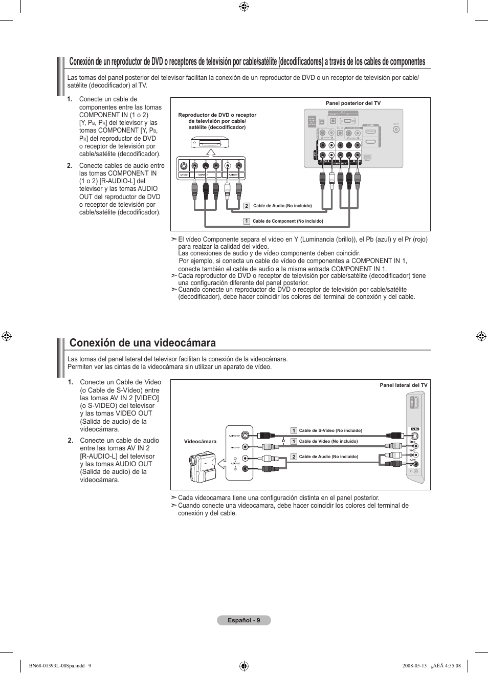 Conexión de una videocámara | Samsung LN32A540P2DXZA User Manual | Page 77 / 133