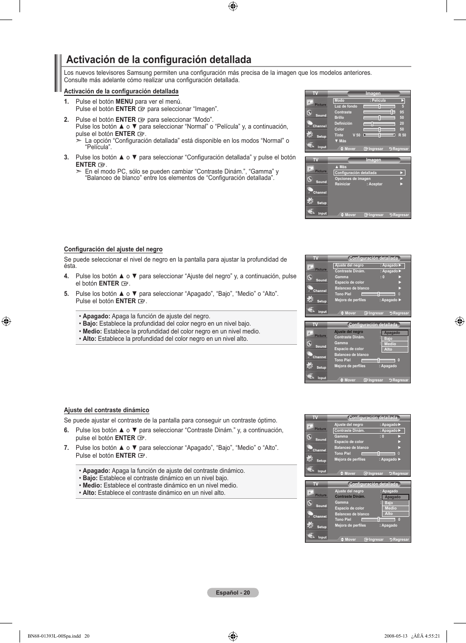 Activación de la configuración detallada | Samsung LN32A540P2DXZA User Manual | Page 88 / 133