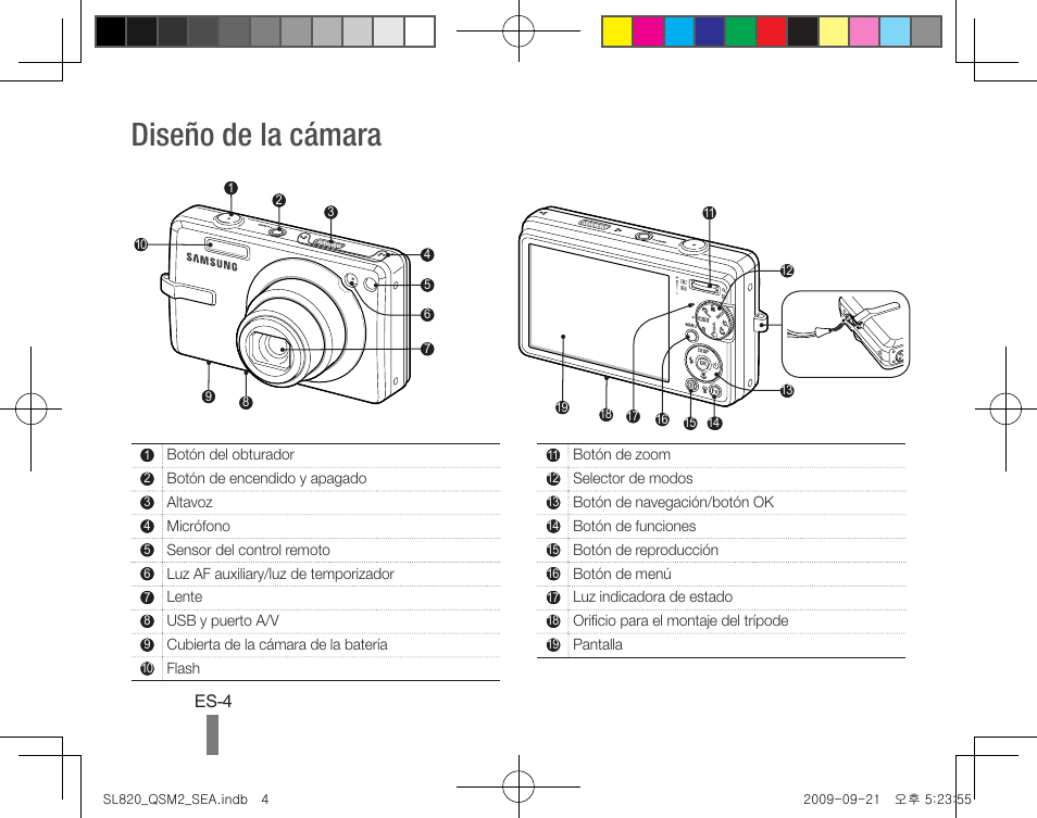 Diseño de la cámara | Samsung EC-SL820SBP-US User Manual | Page 14 / 22