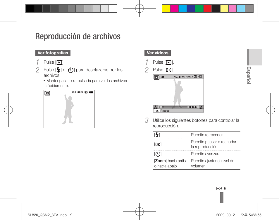 Reproducción de archivos | Samsung EC-SL820SBP-US User Manual | Page 19 / 22