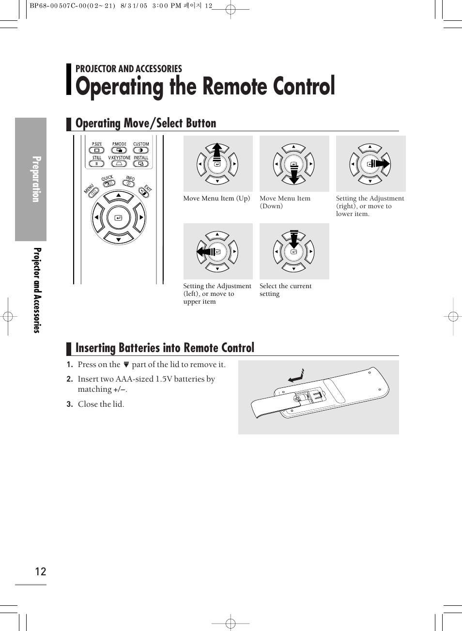 Operating the remote control | Samsung SPH700AEX-XAA User Manual | Page 12 / 84