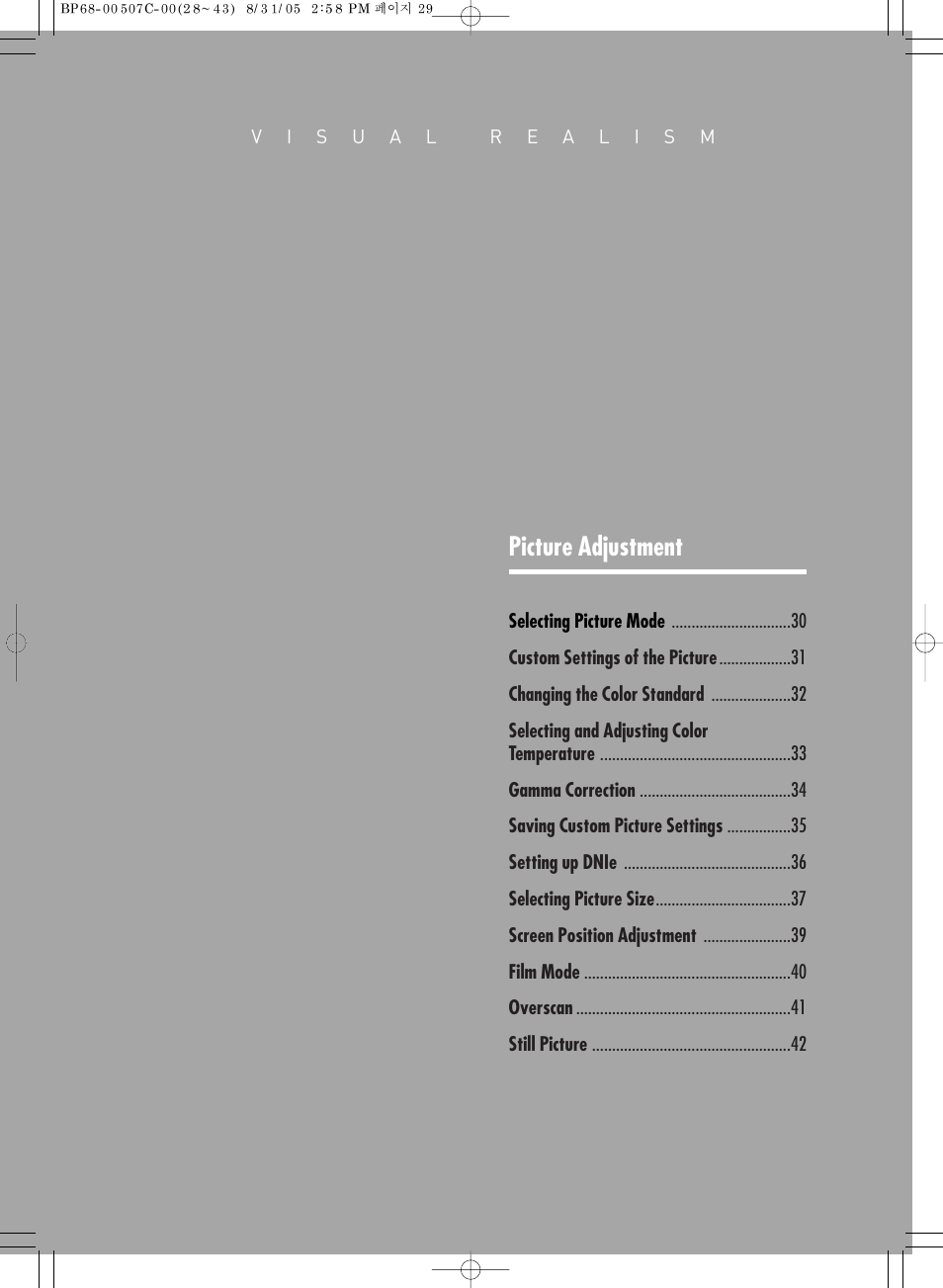 Picture adjustment | Samsung SPH700AEX-XAA User Manual | Page 29 / 84