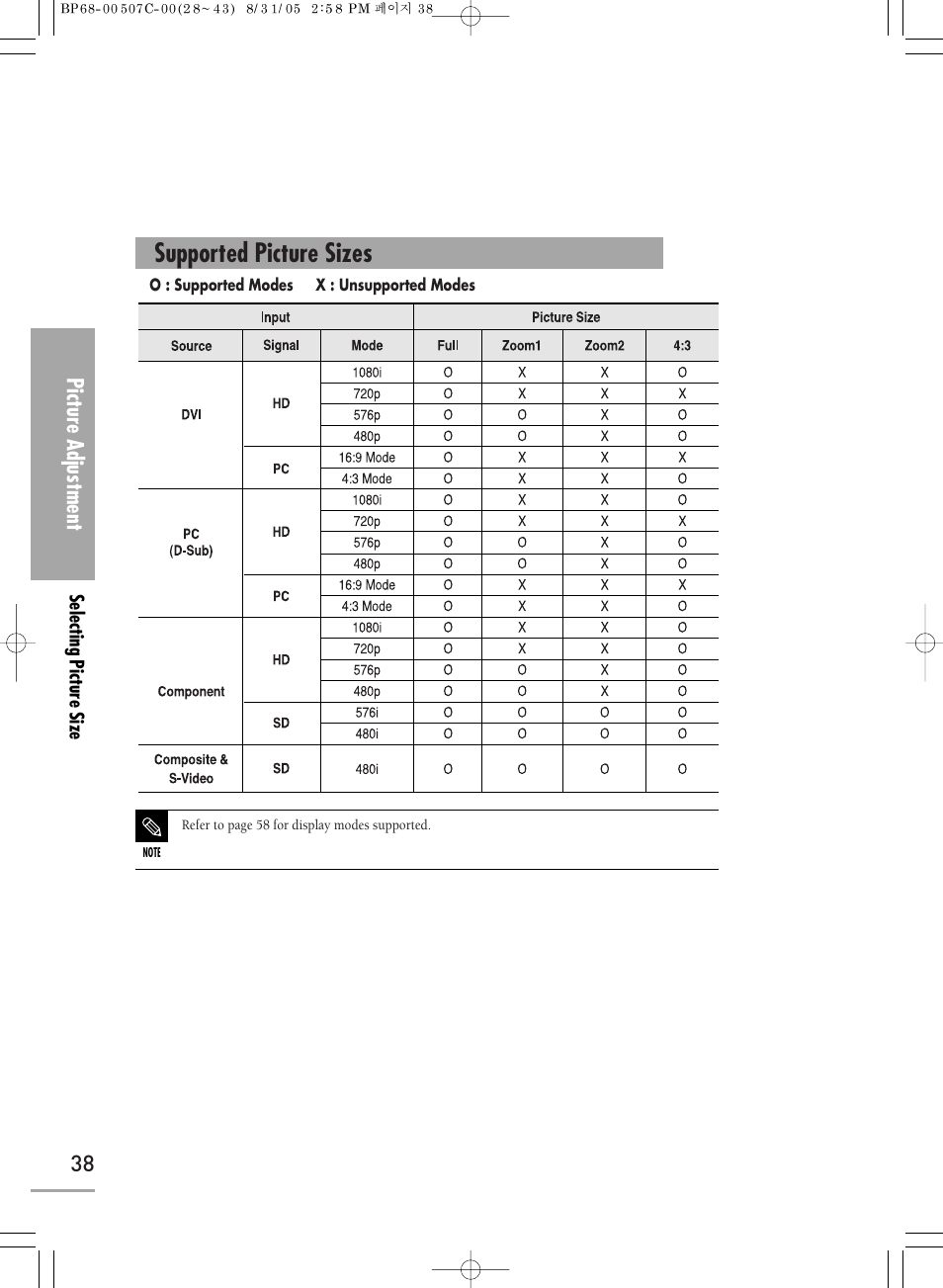 Supported picture sizes | Samsung SPH700AEX-XAA User Manual | Page 38 / 84