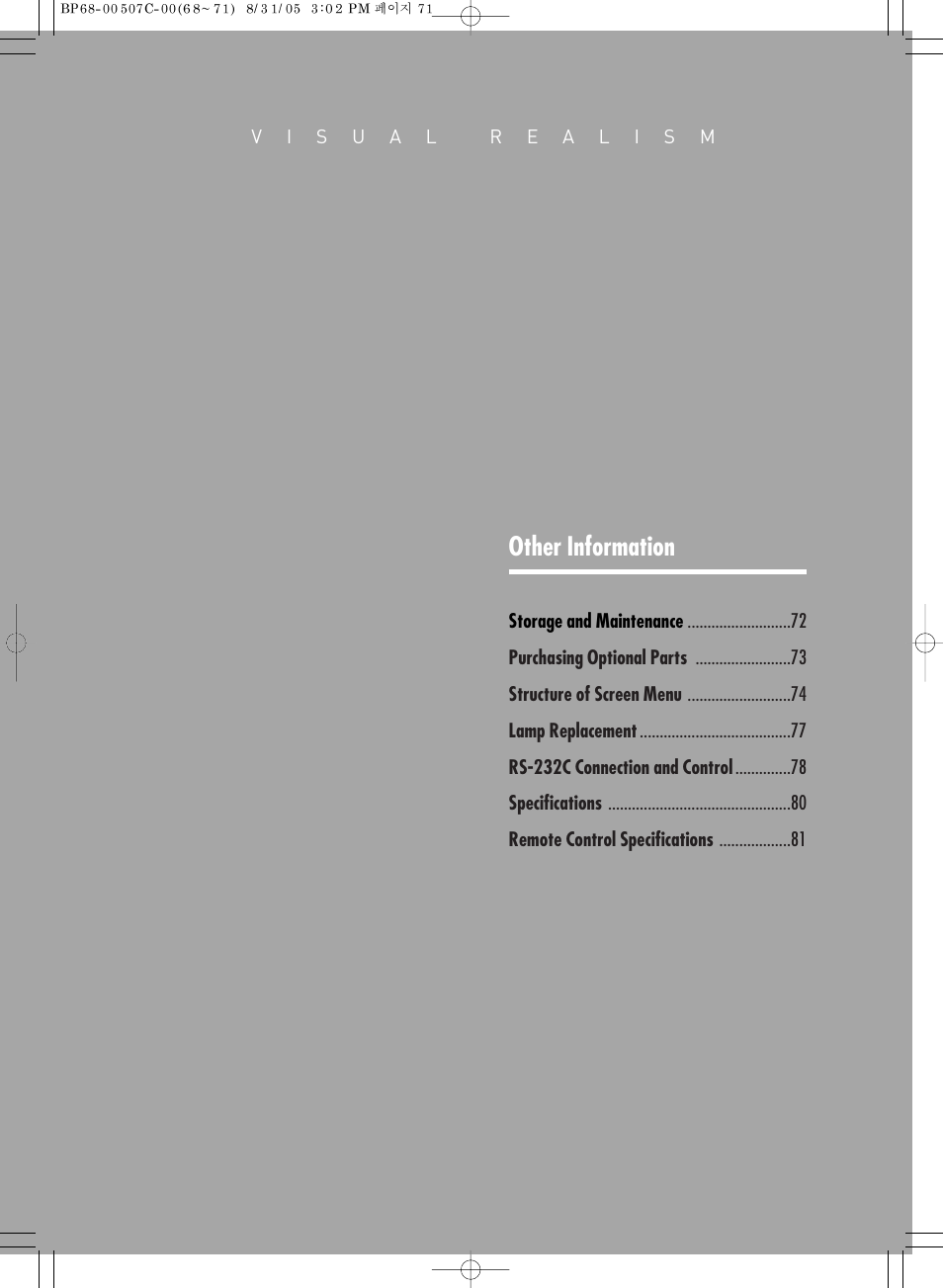 Other information | Samsung SPH700AEX-XAA User Manual | Page 71 / 84