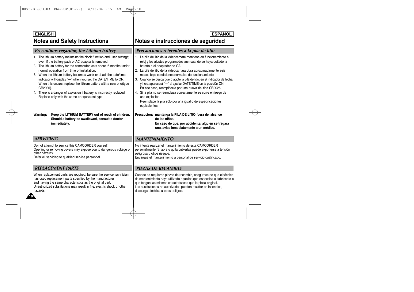 Samsung SC-D305-XAP User Manual | Page 10 / 106