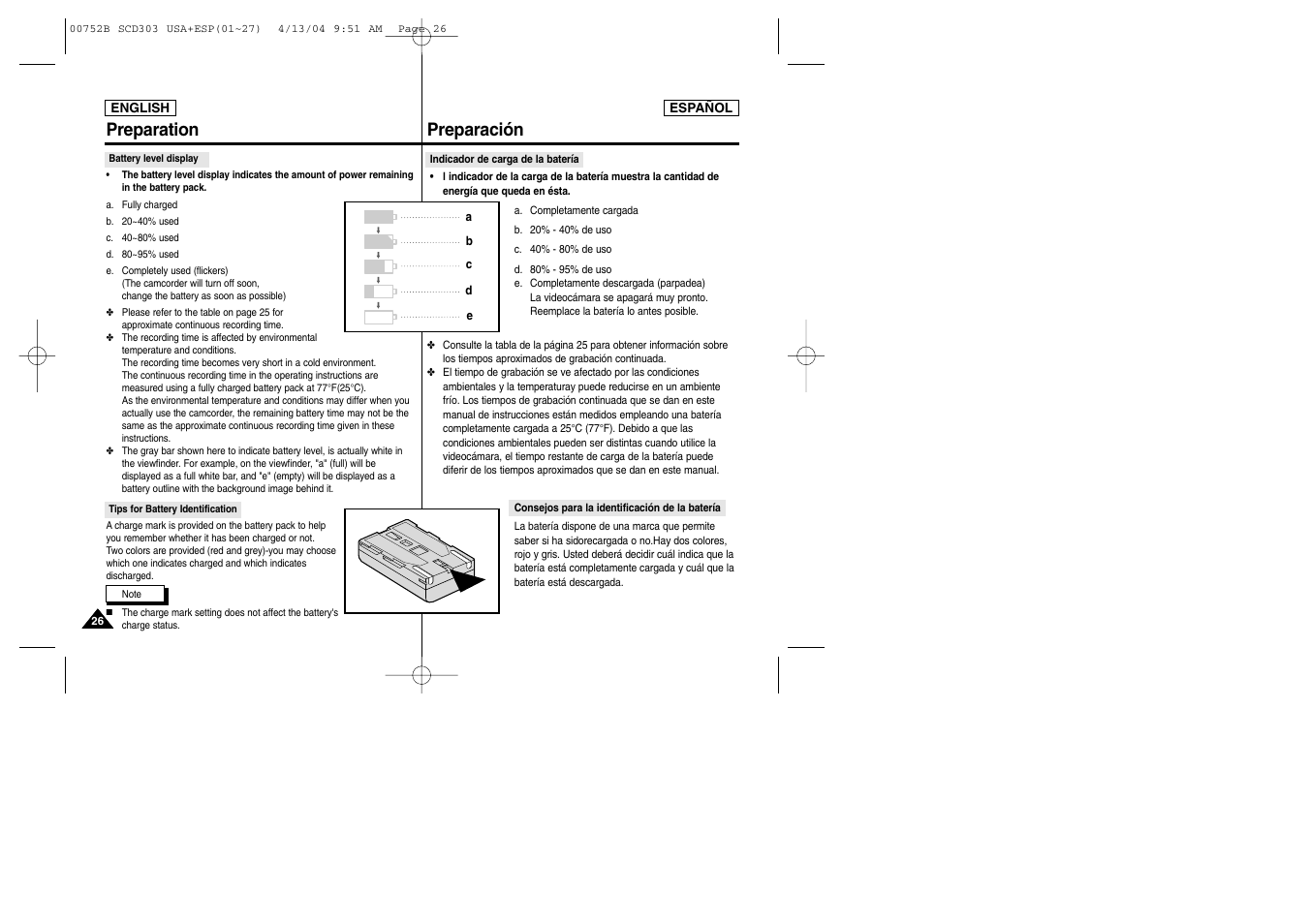 Preparación preparation | Samsung SC-D305-XAP User Manual | Page 26 / 106