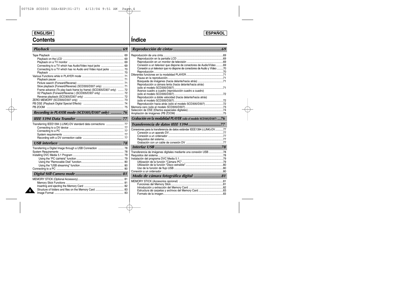 Samsung SC-D305-XAP User Manual | Page 4 / 106
