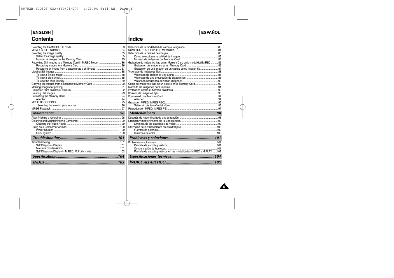 Samsung SC-D305-XAP User Manual | Page 5 / 106