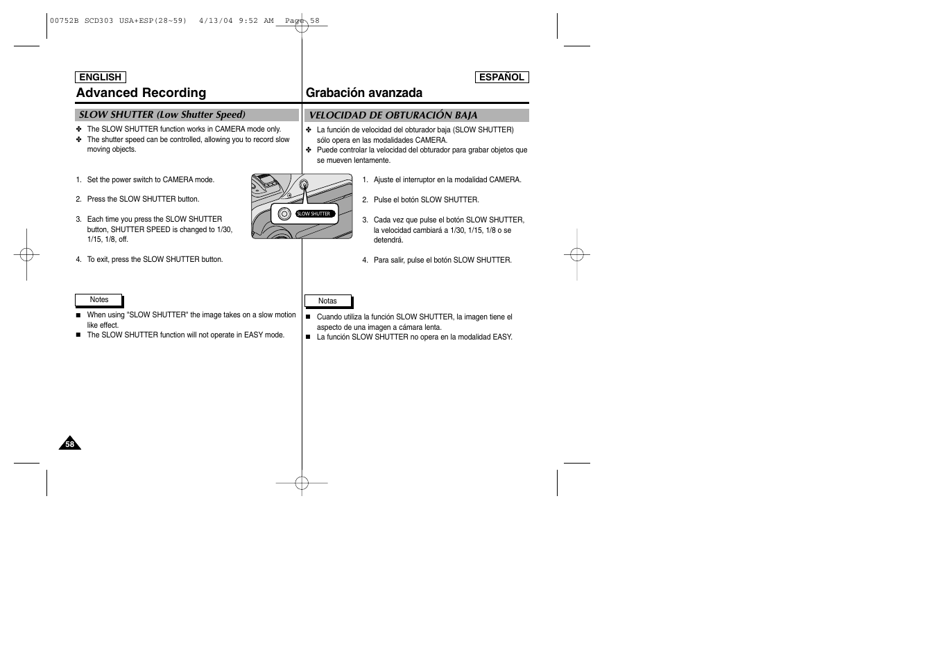 Grabación avanzada advanced recording | Samsung SC-D305-XAP User Manual | Page 58 / 106
