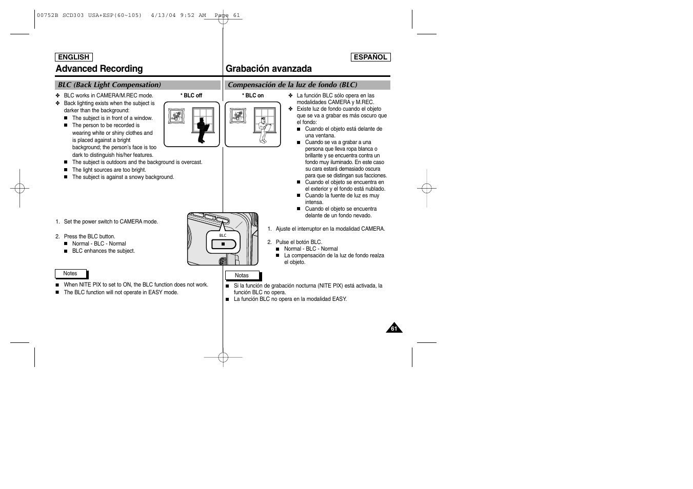 Grabación avanzada advanced recording | Samsung SC-D305-XAP User Manual | Page 61 / 106