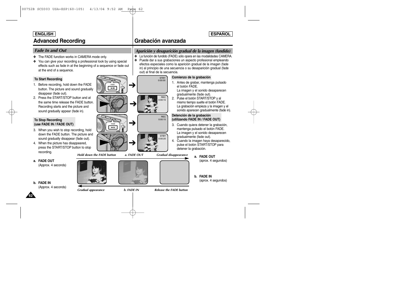 Grabación avanzada advanced recording | Samsung SC-D305-XAP User Manual | Page 62 / 106