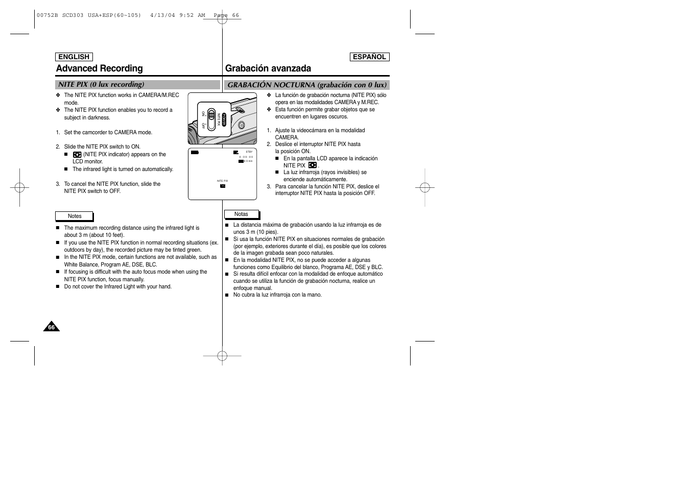 Grabación avanzada advanced recording | Samsung SC-D305-XAP User Manual | Page 66 / 106