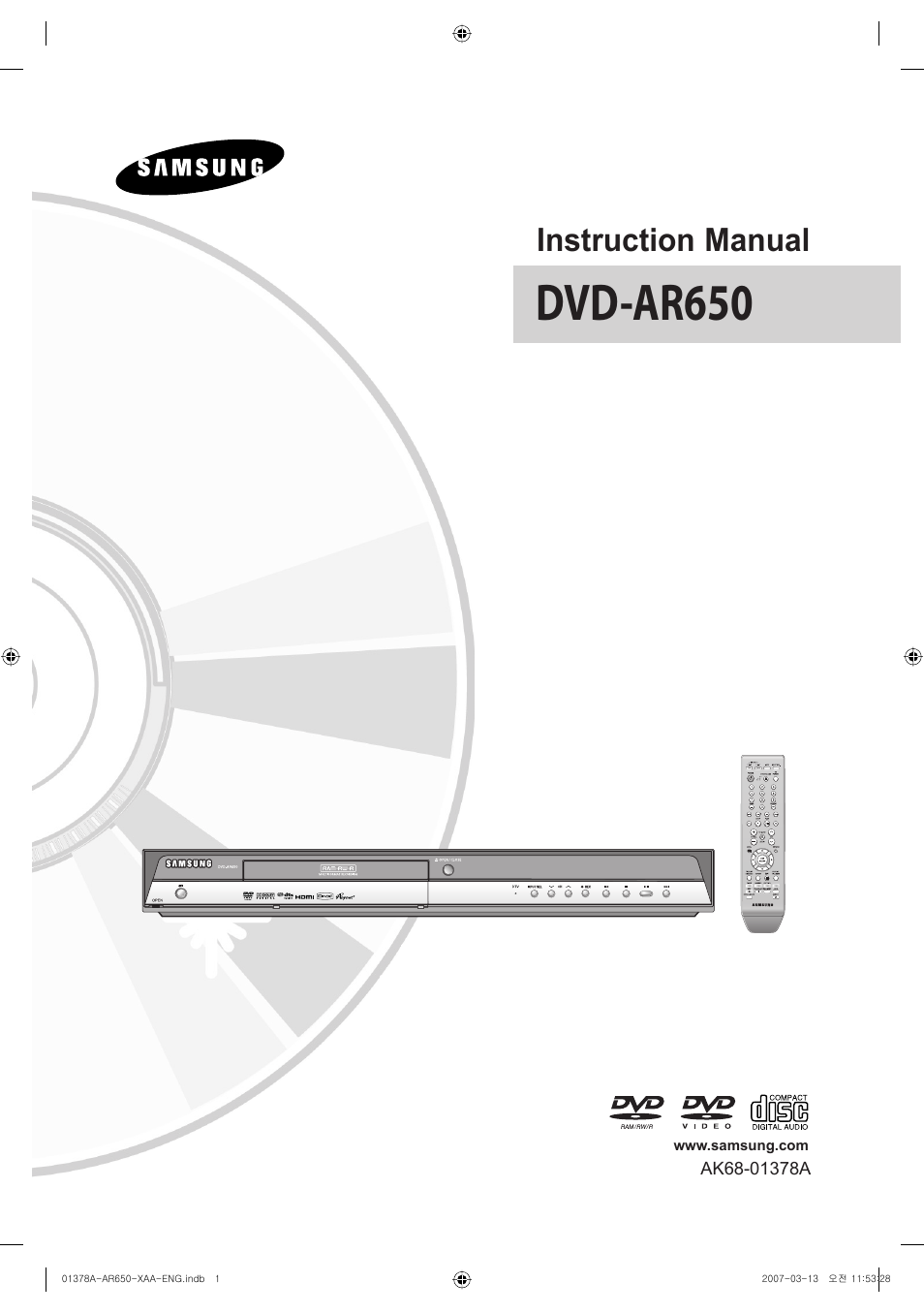 Samsung DVD-AR650-XAA User Manual | 89 pages