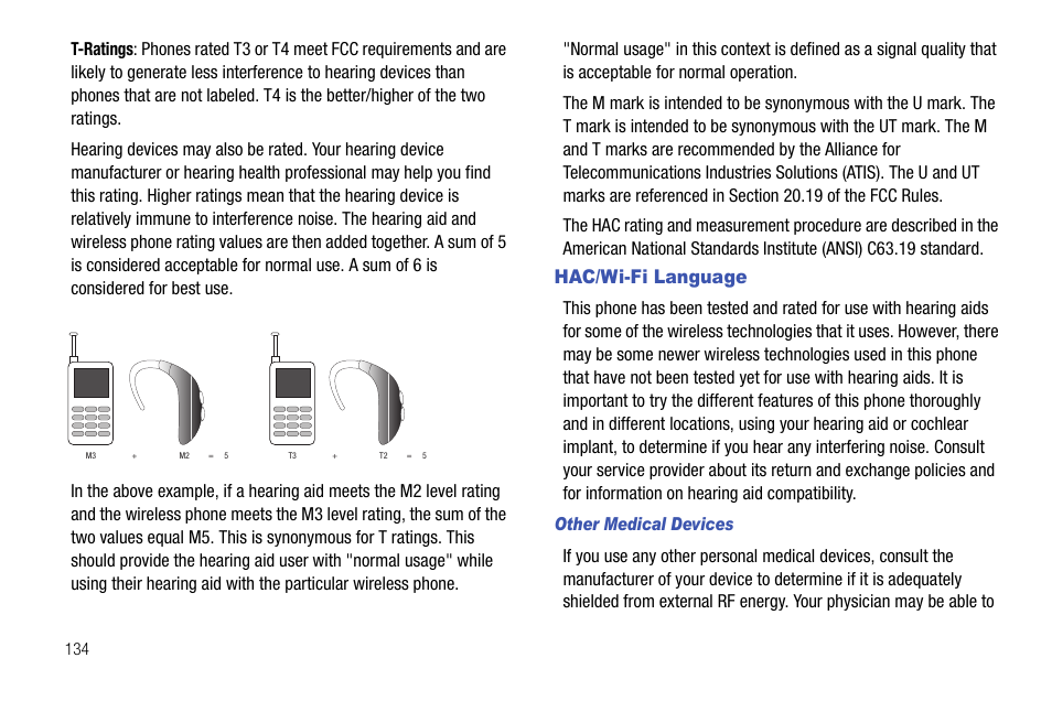 Hac/wi-fi language | Samsung SGH-I627MAAATT User Manual | Page 137 / 154