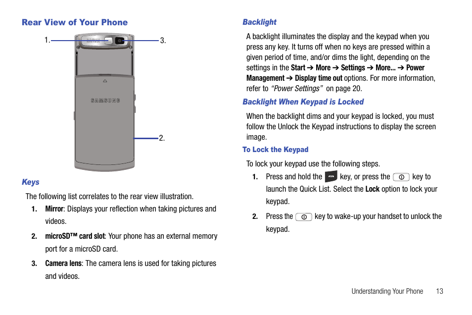 Rear view of your phone | Samsung SGH-I627MAAATT User Manual | Page 16 / 154