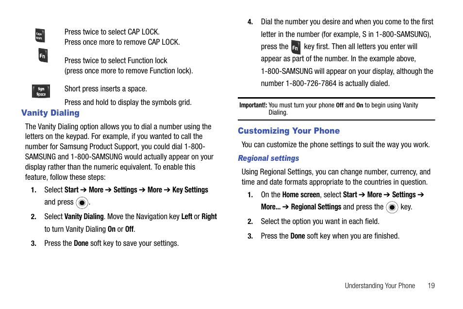 Vanity dialing, Customizing your phone, Vanity dialing customizing your phone | Samsung SGH-I627MAAATT User Manual | Page 22 / 154