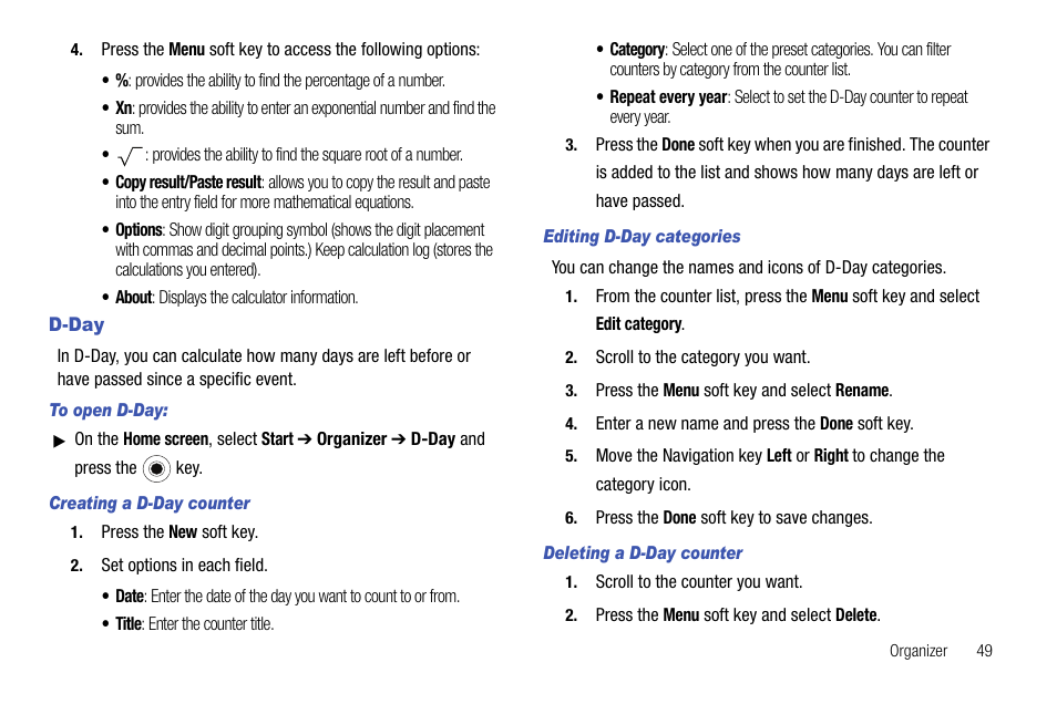 D-day | Samsung SGH-I627MAAATT User Manual | Page 52 / 154