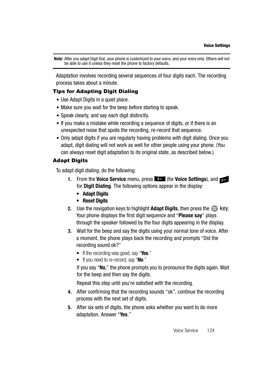 Tips for adapting digit dialing, Adapt digits | Samsung SCH-R500ZRACRI User Manual | Page 127 / 180