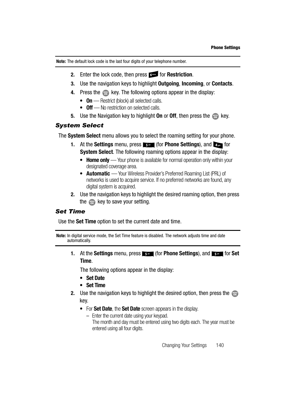 System select, Set time | Samsung SCH-R500ZRACRI User Manual | Page 143 / 180