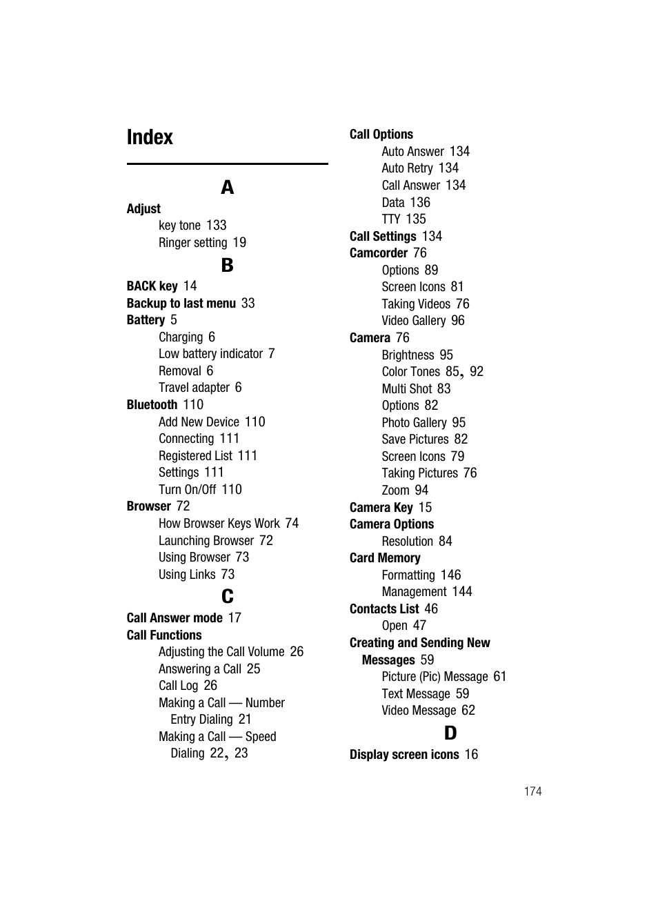 Index | Samsung SCH-R500ZRACRI User Manual | Page 177 / 180