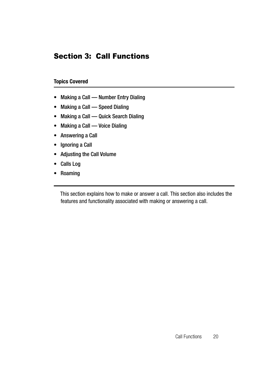 Section 3: call functions | Samsung SCH-R500ZRACRI User Manual | Page 23 / 180