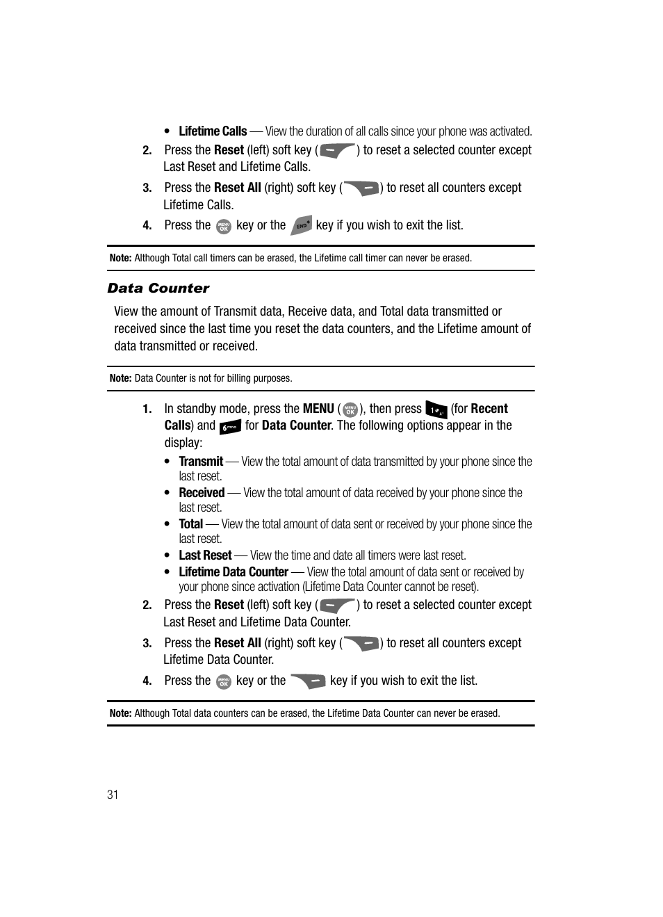 Data counter | Samsung SCH-R500ZRACRI User Manual | Page 34 / 180