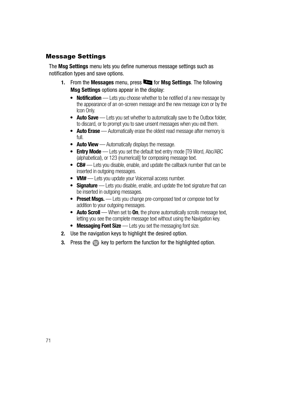 Message settings | Samsung SCH-R500ZRACRI User Manual | Page 74 / 180