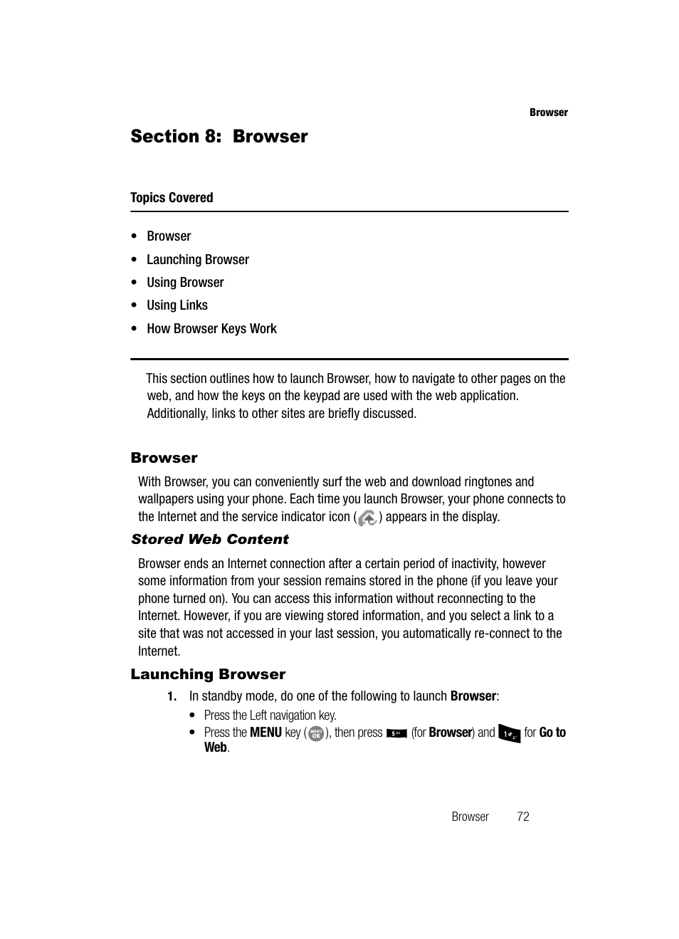 Section 8: browser | Samsung SCH-R500ZRACRI User Manual | Page 75 / 180