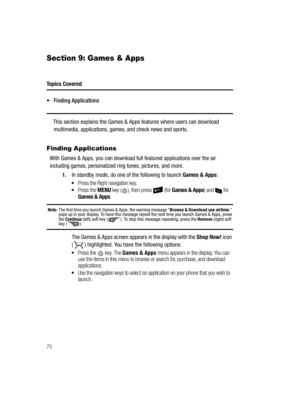 Section 9: games & apps, Finding applications | Samsung SCH-R500ZRACRI User Manual | Page 78 / 180