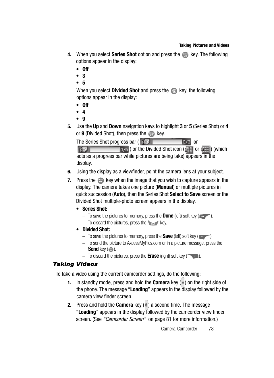 Taking videos | Samsung SCH-R500ZRACRI User Manual | Page 81 / 180