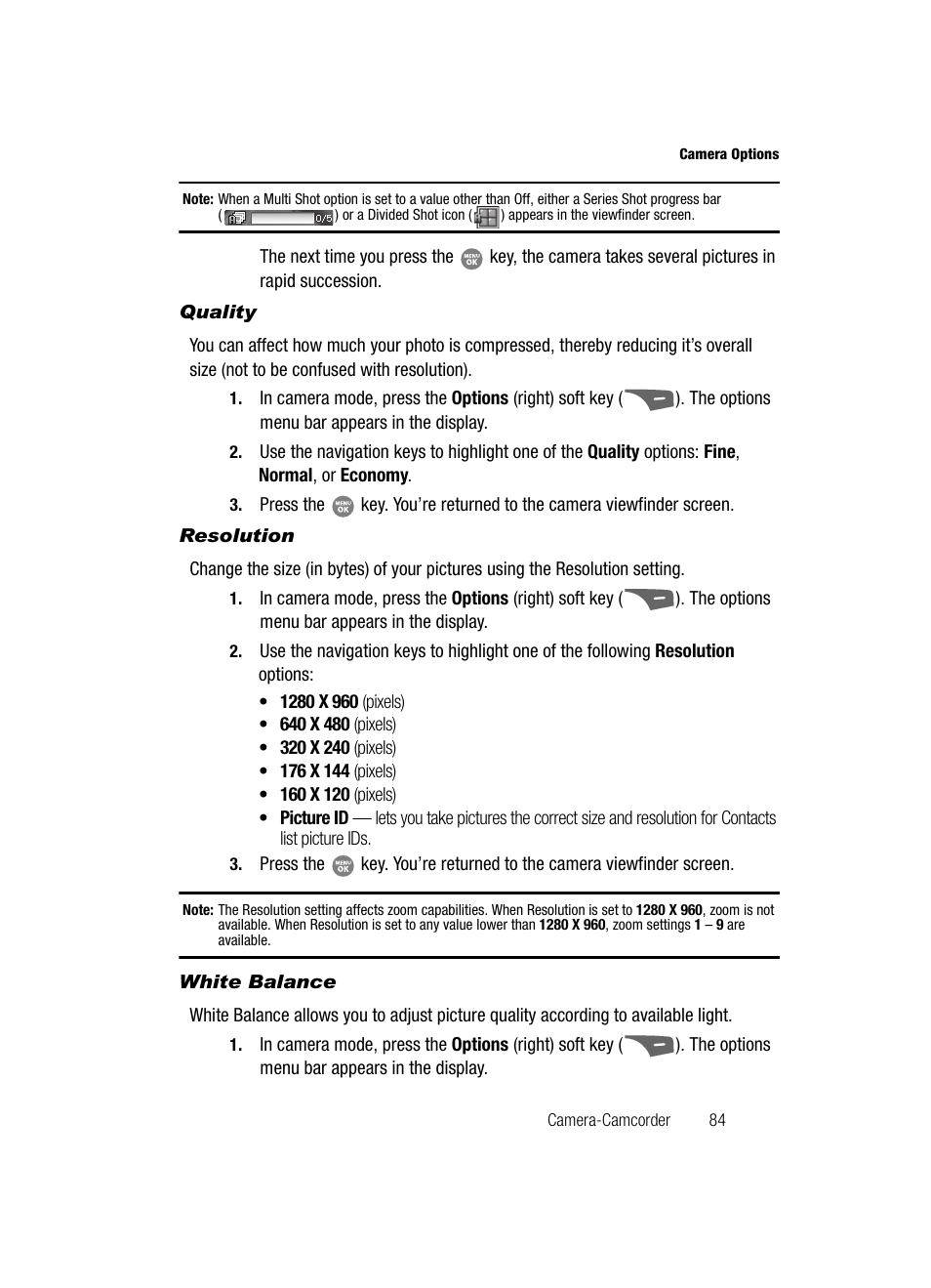 Quality, Resolution, White balance | Samsung SCH-R500ZRACRI User Manual | Page 87 / 180