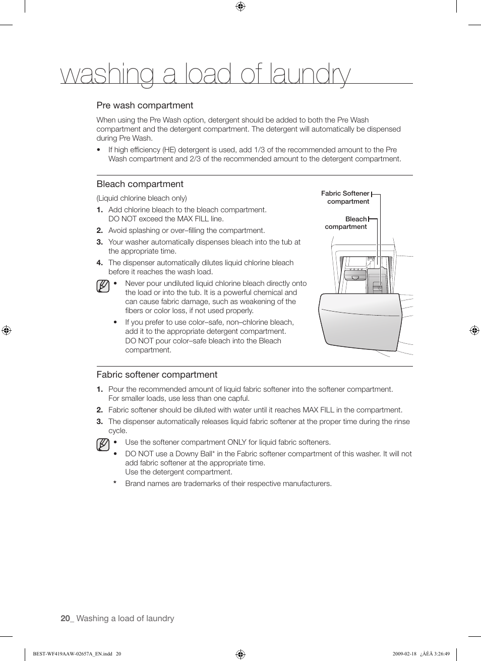 Washing a load of laundry | Samsung WF419AAU-XAA User Manual | Page 20 / 32