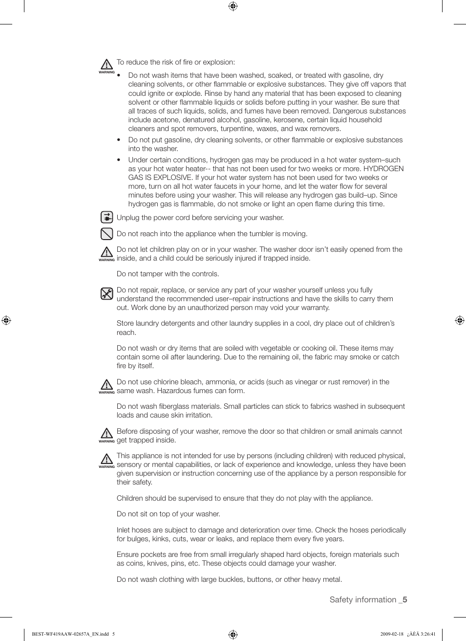 Samsung WF419AAU-XAA User Manual | Page 5 / 32