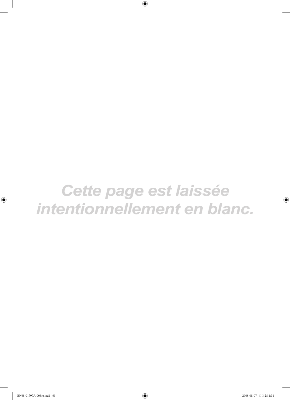 Cette page est laissée intentionnellement en blanc | Samsung LN32A300J1DXZA User Manual | Page 125 / 187