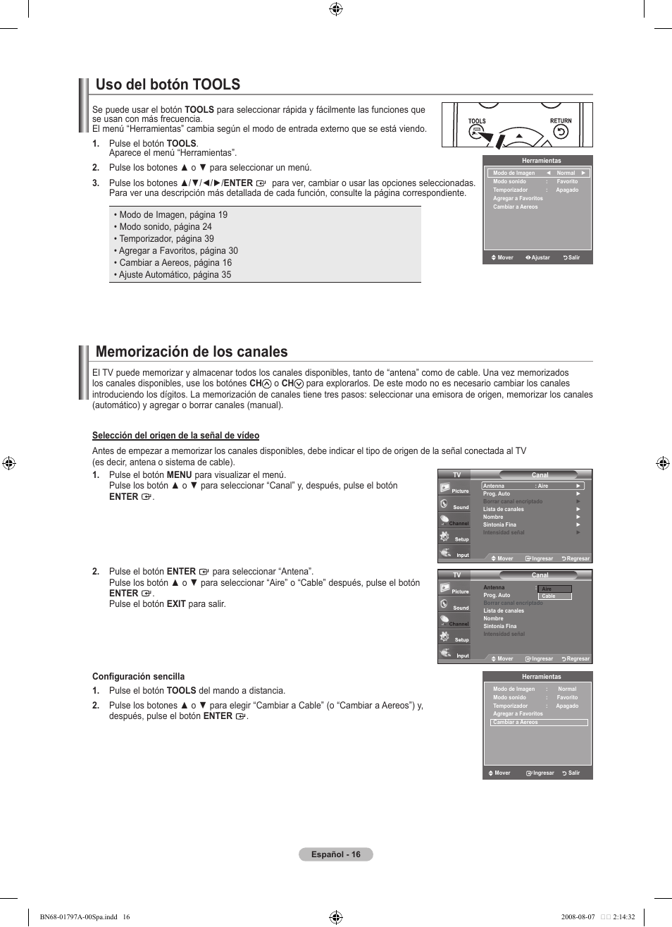 Uso del botón tools | Samsung LN32A300J1DXZA User Manual | Page 142 / 187