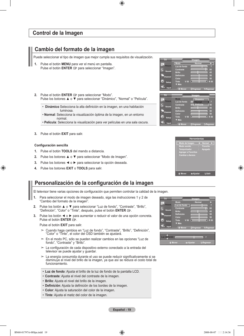 Cambio del formato de la imagen | Samsung LN32A300J1DXZA User Manual | Page 145 / 187