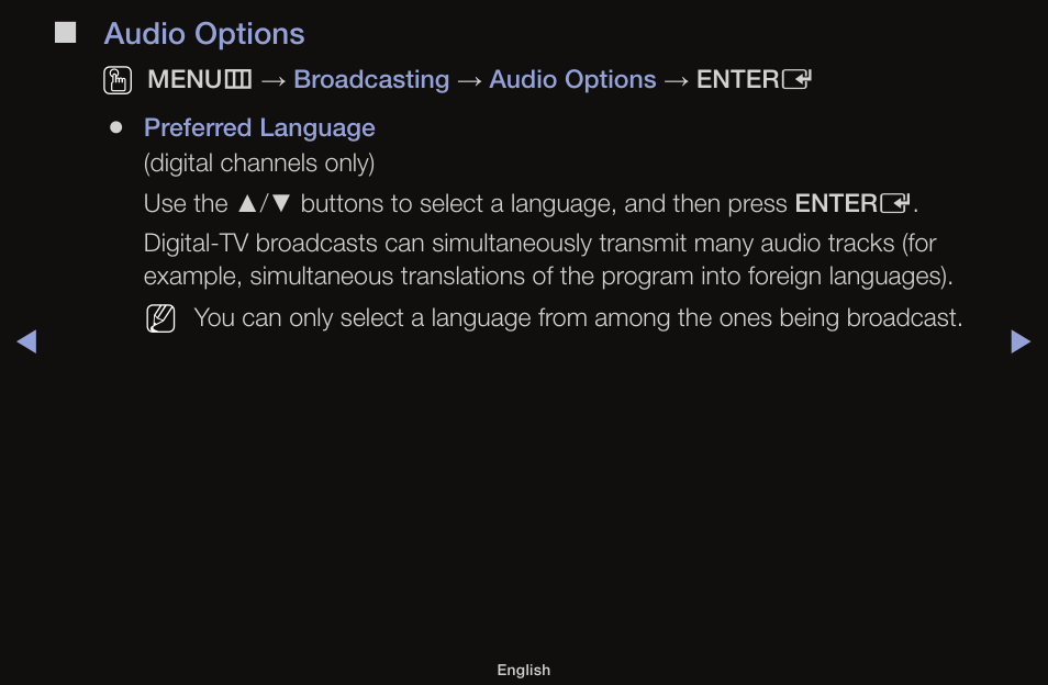 Audio options o | Samsung UN55F6100AFXZA User Manual | Page 31 / 130