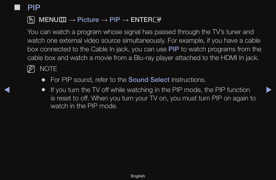 Pip o | Samsung UN55F6100AFXZA User Manual | Page 46 / 130