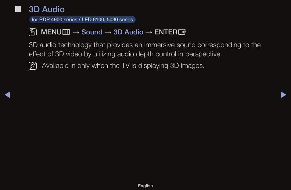 3d audio | Samsung UN55F6100AFXZA User Manual | Page 63 / 130