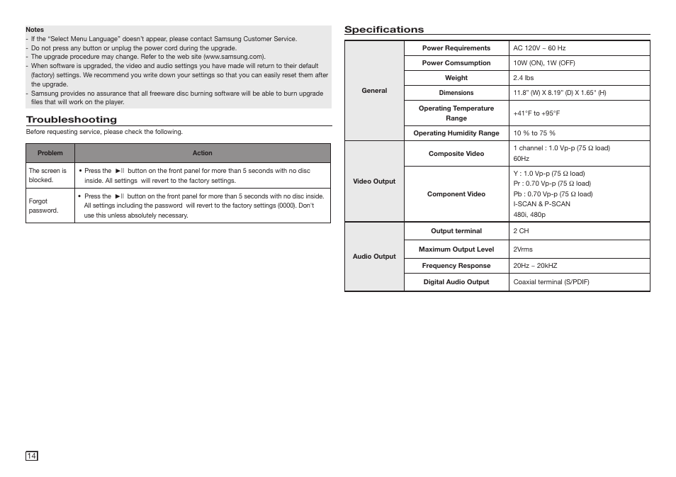Samsung DVD-E360-ZA User Manual | Page 14 / 16