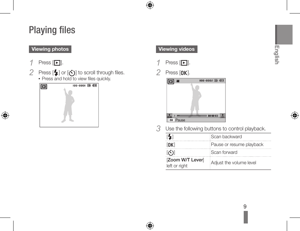 Playing files | Samsung EC-HZ25WZBPBUS User Manual | Page 9 / 22