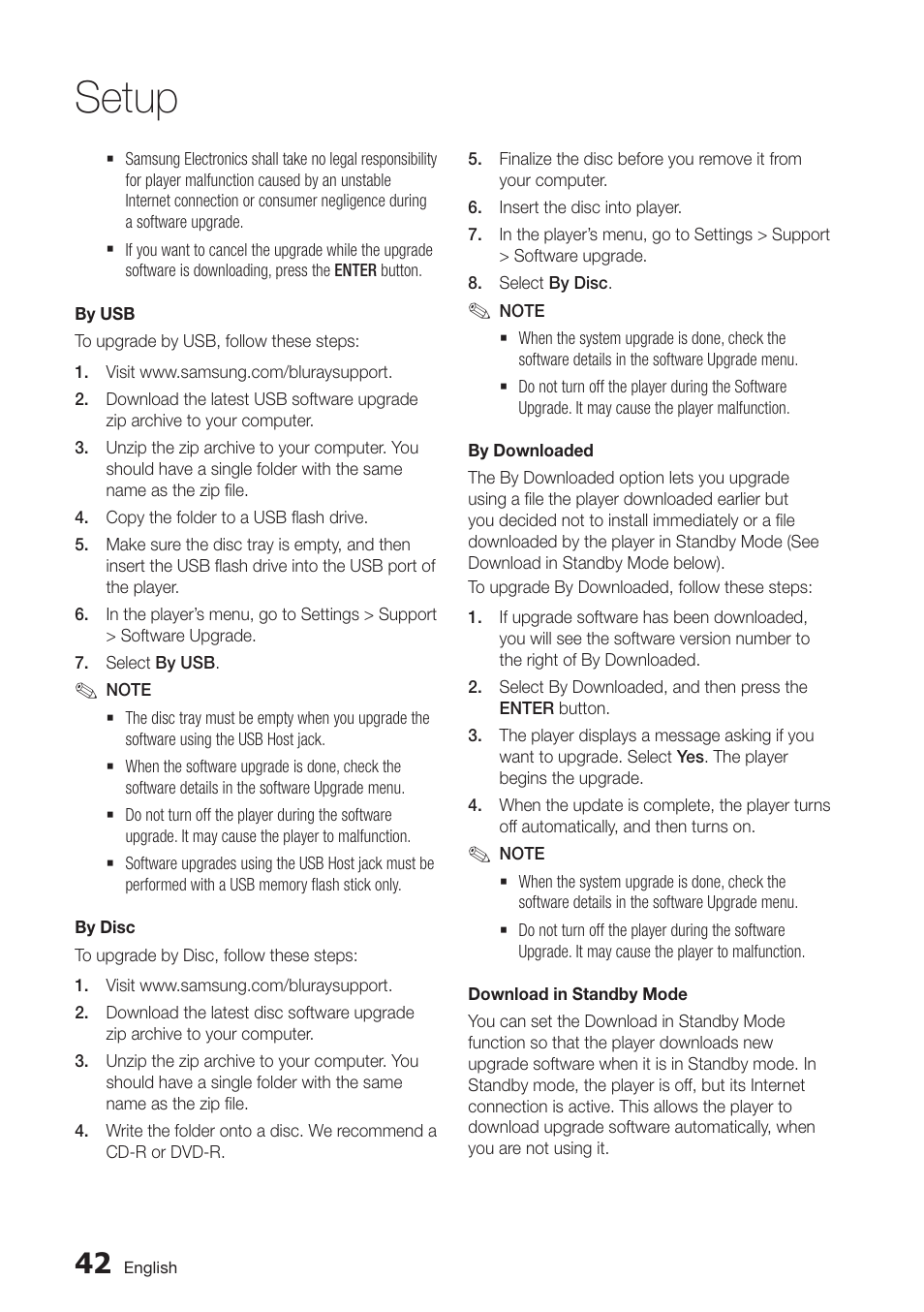 Setup | Samsung BD-D6100C-ZA User Manual | Page 42 / 79